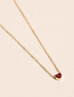 Gold-tone Necklace with Red Heart Pendant