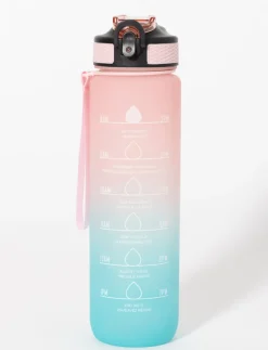 Gradient Water Bottle with Lid and Straw