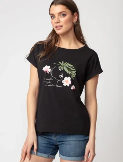 Graphic Dolman-sleeve T-shirt