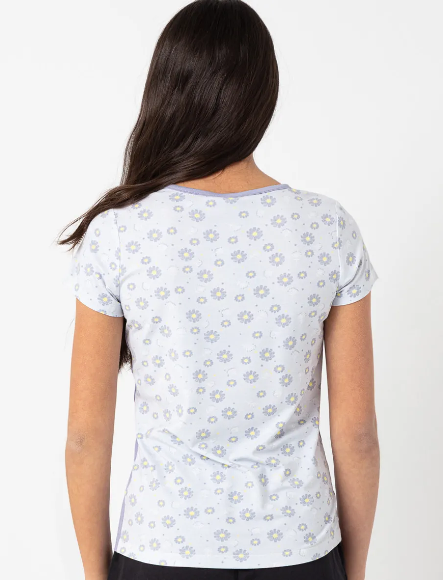 Graphic Floral-sleeve T-shirt