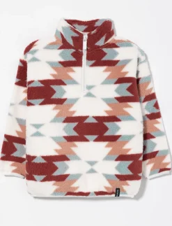 Half-zip Aztec Print Sherpa Pullover - Little Girl