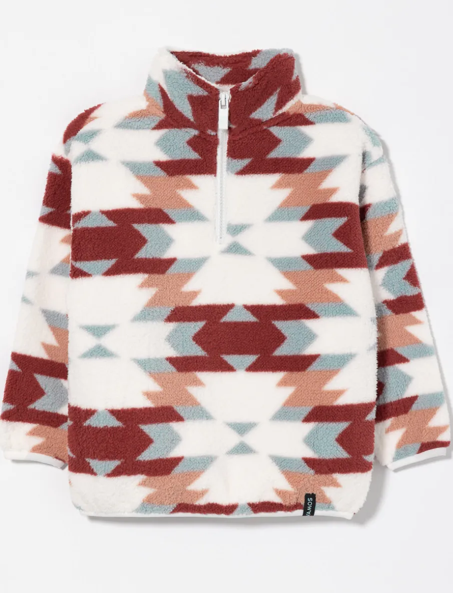 Half-zip Aztec Print Sherpa Pullover - Little Girl