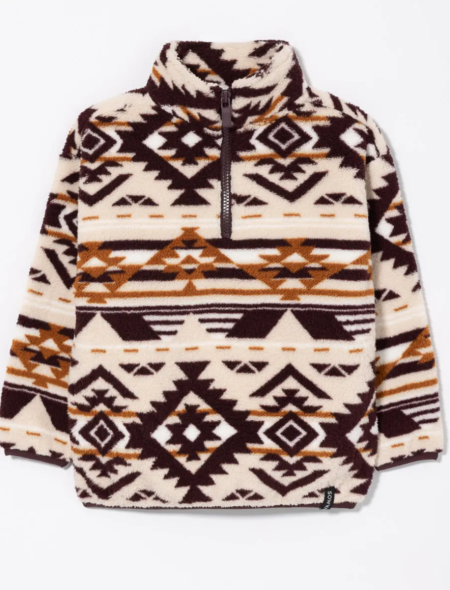 Half-zip Aztec Print Sherpa Pullover - Little Girl