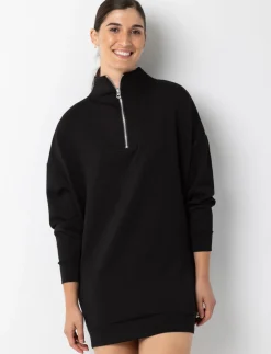 Half-zip Mock-neck Sweater Dress