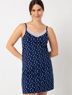Heart Print V-neck Lace Nightie