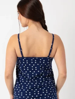 Heart-Print Lace-Trim PJ Tank Top