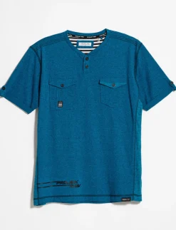 Henley Collar T-shirt with Chest Pocket