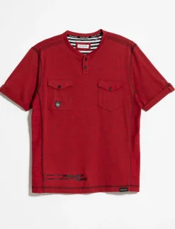 Henley Collar T-shirt with Chest Pocket