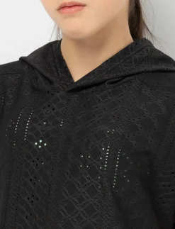 Hooded Eyelet Crochet Dress