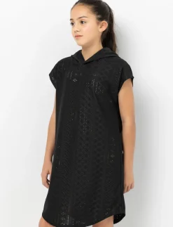 Hooded Eyelet Crochet Dress