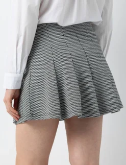 Houndstooth Pleated Mini Skirt