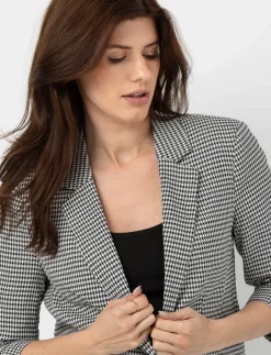 Houndstooth 3/4-sleeve Blazer
