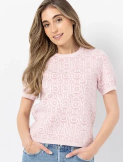 Jacquard Knit Short-sleeve Top