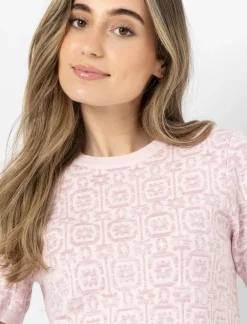 Jacquard Knit Short-sleeve Top
