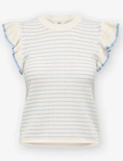 Knit T-Shirt with Ruffle Sleeves