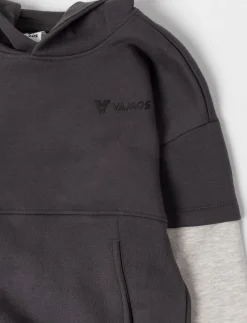 Layered-sleeve Hoodie - Little Boy