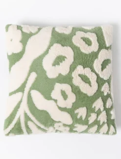 Leaf Print Jacquard Sherpa Cushion