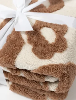 Leaf Print Jacquard Sherpa Throw
