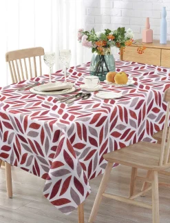 Leaf Print Stain-resistant Wrinkle-free Tablecloth - 58 x 94 in