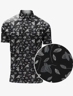 Leaf Print Stretch Polo