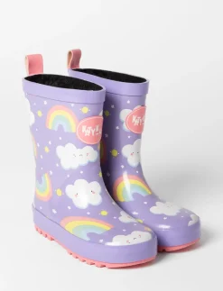 Lined Rainbow Rain Boots - Little Girl