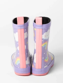 Lined Rainbow Rain Boots - Little Girl