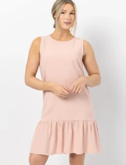 Linen Dress with Flounce Hem