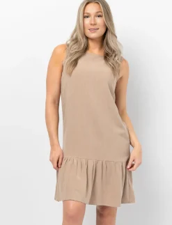 Linen Dress with Flounce Hem