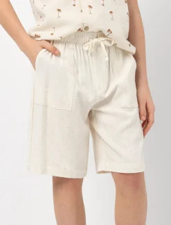 Linen-Blend Elastic-waist Shorts