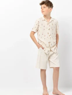 Linen-Blend Elastic-waist Shorts