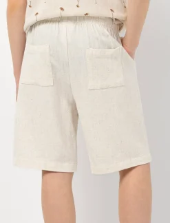 Linen-Blend Elastic-waist Shorts