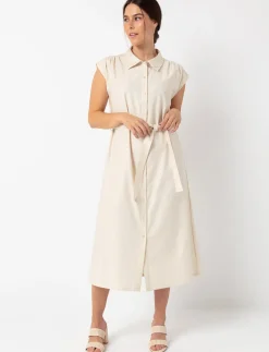 Long Buttoned Dress with Belt