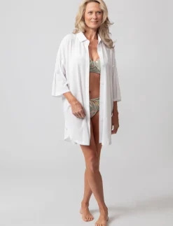 Long Button-up Shirt Cover-up