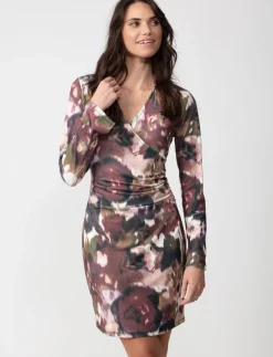 Long-sleeve Dress with Wrap Neckline