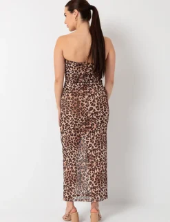Maxi Printed Dress with Gathered Sides