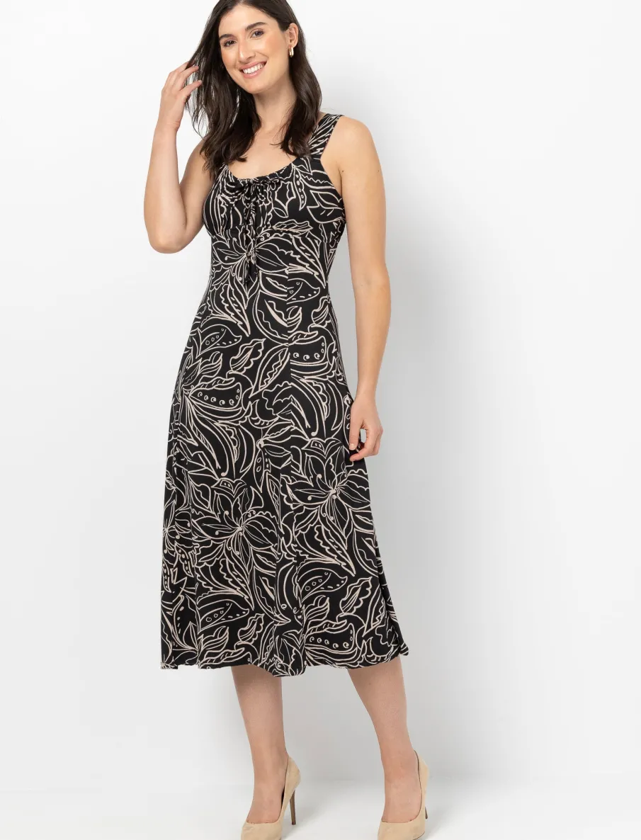 Midi Dress with Wide Straps