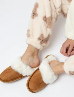 Mule Slippers with Faux Fur