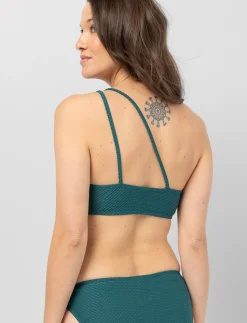 One-shoulder Textured Bikini Top