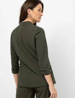 Open Blazer with Decorative Zipper Pockets