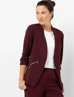 Open Blazer with Decorative Zipper Pockets