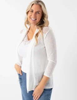 Open Cardigan with Crochet Inserts