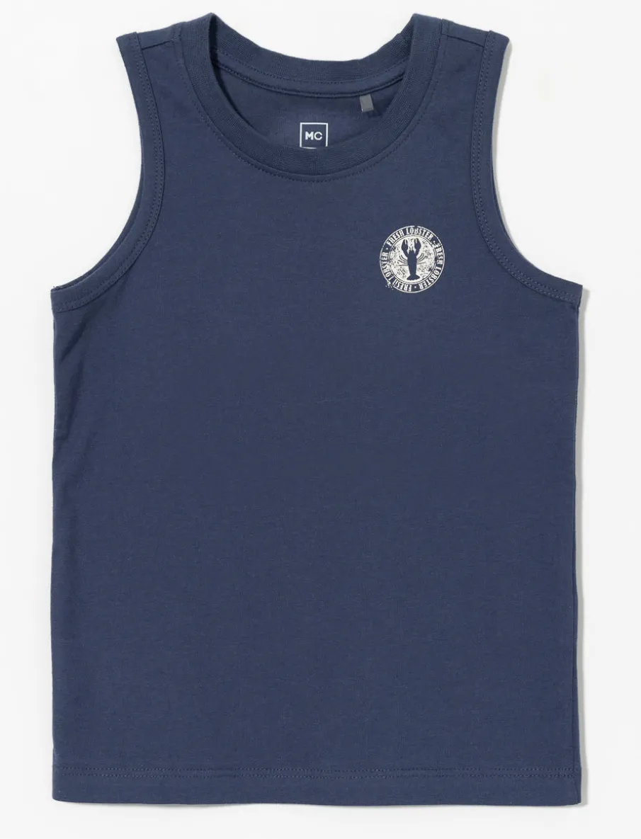 Organic Cotton Back Print Tank Top - Little Boy