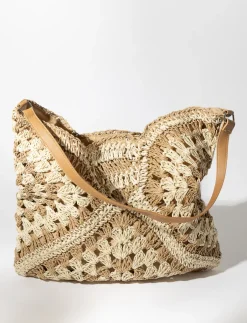 Patterned Straw Tote Bag