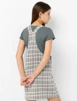 Plaid Corduroy Overall Dress