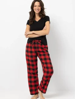 Plaid Flannel Pants with Drawstring