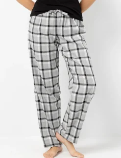 Plaid Flannel Pants with Drawstring