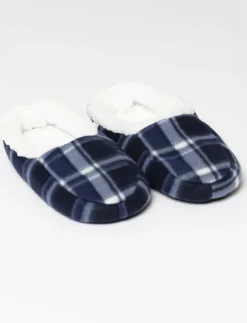 Plaid Sherpa-lined Slippers