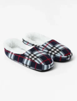Plaid Sherpa-lined Slippers