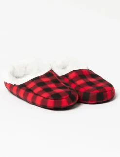 Plaid Sherpa-lined Slippers
