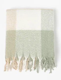 Plaid Throw with Fringes